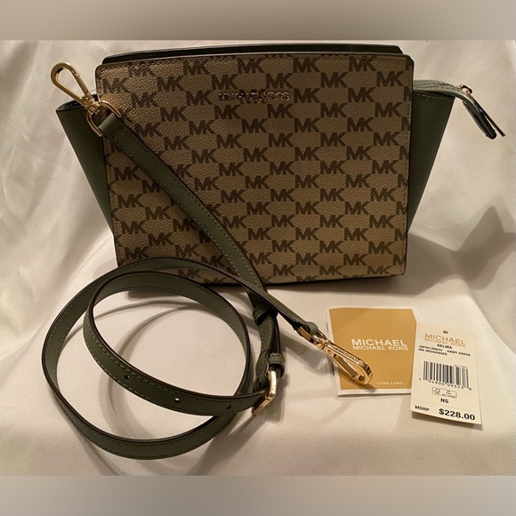 NWT Michael Michael Kors Selma Army Green Medium Messenger/Crossbody Bag - Picture 4 of 11